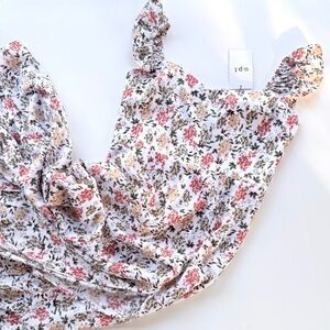 NWT O.P.T. Kourt Floral Midi Tiered Dress with Ruffle Straps Slit Smocked Back M